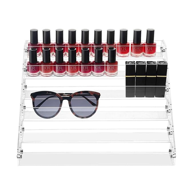 Gospire 6 Tier Clear Acrylic Nail Polish Ink Rack Sunglasses Organizer Eyeglasses Display Rack essential oil Stand Holder Jew