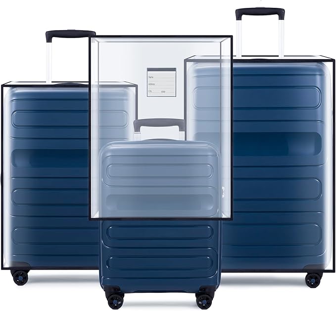 3 Pieces Thicken Clear Luggage Cover Protector with Tag Pocket, 20" 24" 28" PVC Luggage Covers for Suitcase Waterproof Dustpr