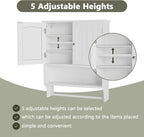 Smuxee White Bathroom Cabinet Wall Mounted with Towels Bar, Bathroom Medicine Cabinet with 2 Door Adjustable Shelves, Over To