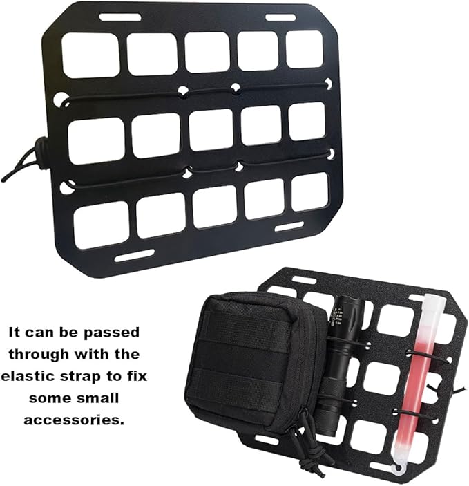 Car Headrest Organizer Rigid MOLLE Panel, Tactical Gear Seat Back Organizer, EDC Pouch Tool Gadget Holder, Backpack Insert Panel for Truck Equipment Mount Plate Modular Storage Shelf (Headrest Panel)