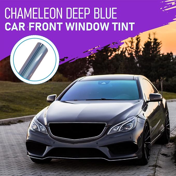 United - Chameleon Film 15% VLT Dark Purple Color Front Windshield Tint UV Heat Blocking One Way Privacy Window Film Chameleon 40Inch x 6Feet