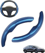 for Tesla 2017-2023 Model 3 and 2020-2024 Model Y Steering Wheel Cover Trim Interior Decoration Protection Accessories (M3/My-Blue)