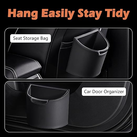 Leakproof Car Trash Can,Mini Car Trash Bin for SUV and Truck,Small Removable Liner Garbage Can,Waterproof Automotive Trash Can for Vehicle,Home,Office,Multipurpose,Easy to Clean (Black)