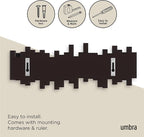 Umbra Sticks Wall-Mounted Coat Rack Rail Hook with 5 Retractable Pegs – Modern, Space-Saving Storage Organizer, Espresso