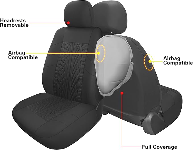 Pariitadin Car Seat Covers Full Set, Washable and Breathable Premium Cloth Automotive Vehicle Seat Cover for Car Interior, Un