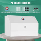 KYODOLED Wall Mount Medicine Lock Box, Drug Cabinet with Key, Large Capacity Secure Steel Prescription, First Aid Kit for Eme