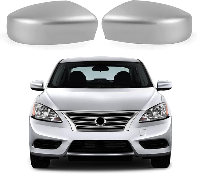 Moonlinks Compatible with Nissan Sentra 2013 2014 2015 2016 2017 2018 2019 Side Mirror Cover Replacement,Silver Left Driver & Right Passenger Side Door Rearview Side Mirror Cap Without Turn Signal