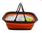 SAMMART 9.2L (2.37Gallon) Collapsible Tub with Handle - Portable Outdoor Picnic Basket/Crater - Foldable Shopping Bag - Space Saving Storage Container (1, Brown/Orange)