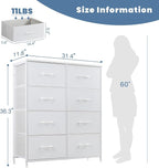 DUMOS Dresser for Bedroom with 8 Fabric Drawers, Tall Chest Organizer Units for Clothing, Closet, Kidsroom, Storage Tower wit
