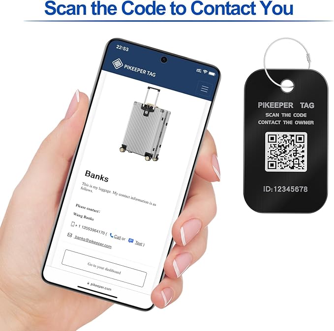 Smart Luggage Tags for Suitcase - Waterproof QR Code Labels with Location Notification When Scanned (Pack of 2), Customizable