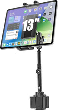 iPad Cup Holder Car Mount Heavy Duty [Height Adjust] Metal Long Arm Cup Holder Tablet Mount for Car, Truck, Compatible with 4.7-13" iPad Pro Air Mini, Galaxy Tab, iPhone, Cell Phone