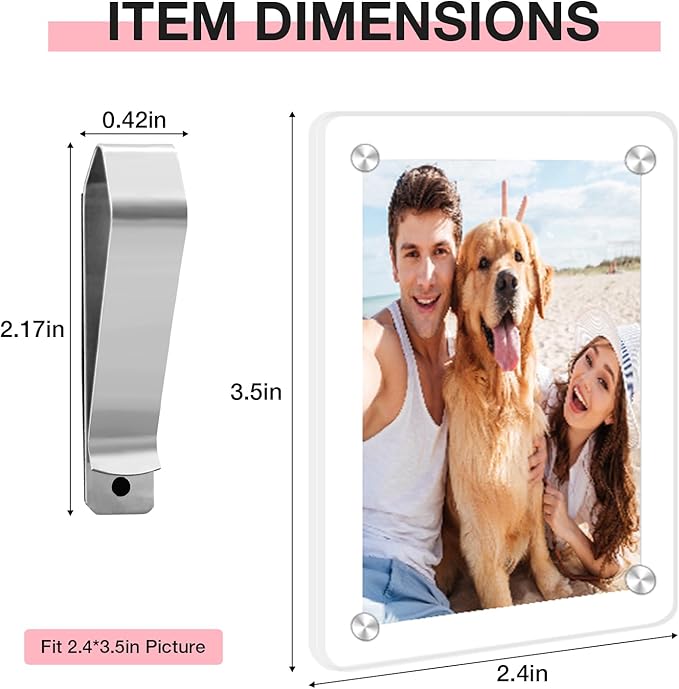 HIIXHC 4Pcs Car Picture Holder, Magnetic Car Photo Holder, Sun Visor Photo Clip for 3 Inch Photos, Personalized Acrylic Visor Clip for Drive Safe Daddy/Family/Pet Pictures | Car Accessories