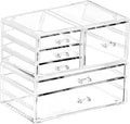 Cq acrylic 2 Pack Clear Stackable Storage Drawers for Vanity,Stackable 6 Drawers Desktop Organizer With Drawers,Cute Desk Sto