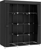 MOGELAFOO Portable Closet Wardrobe, 51-Inch Clothes Organizer with 2 Hanging Rods and 8 Shelves, Non-Woven Fabric Cover, Medi