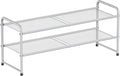 SUFAUY 2 Tier Mesh Shoe Rack, Closet Metal 33" Wide Shoe Shelf Heavy Duty, Grey