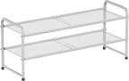 SUFAUY 2 Tier Mesh Shoe Rack, Closet Metal 33" Wide Shoe Shelf Heavy Duty, Grey