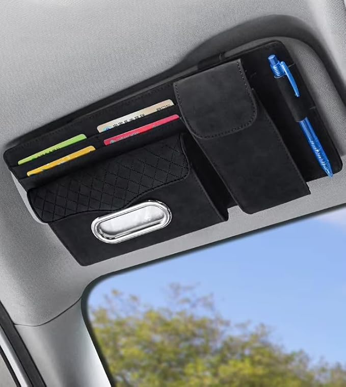 Multifunctional Car Visor Organizer (Suede leather - Black)