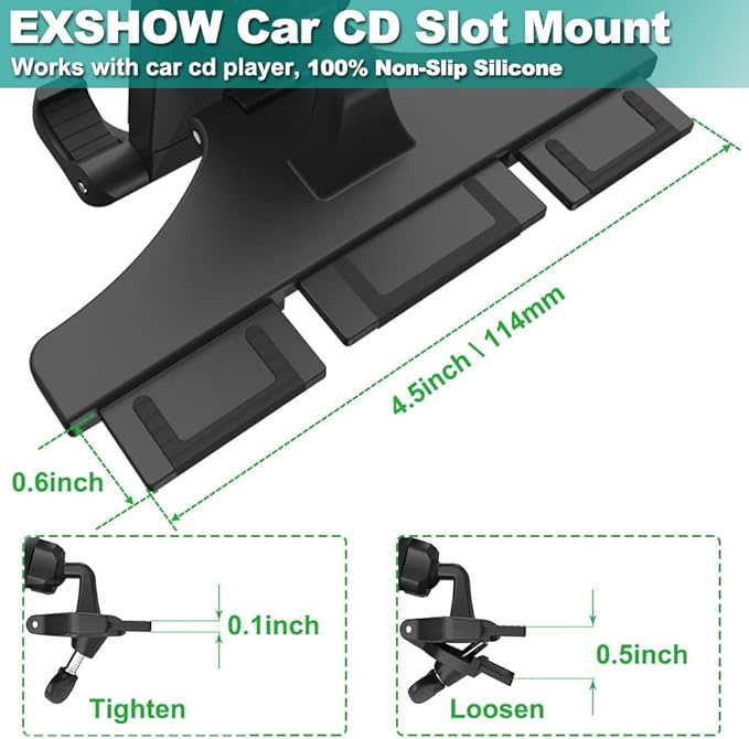 EXSHOW Car Tablet Mount CD Slot Holder for 4.7-12.9 iPad Phone, 360 Rotation Universal Truck CD Player Holder for iPad Pro 12.9" Air Mini, Kindle Fire HD, Samsung Tab S8 Ultra