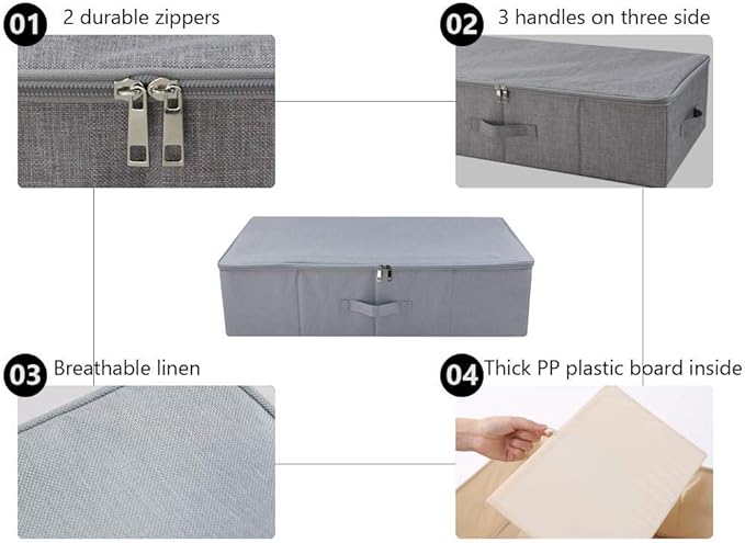 iwill CREATE PRO Folding Washable Dustproof Under bed Storage Bins with Lids, Underbed Storage Containers for Closet, Wardrob