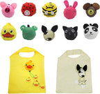 10PCS Folding Shopping Bags Reusable Shopping Tote Bags Compact Eco Periodic Duty Recycling Use Shopping Bags (Animals)