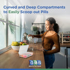 GMS 12 Compartment Vitamin Pill Organizer - Large Size Suitable for Multiple Supplements & Tablets - Safe, Secure Design with