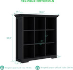OSCHF Cube Storage Bookcase with Base - Wooden 3 Tiers Floor Standing Open Shelf Cabinet for Home and Office, 9-Cube Lattice 