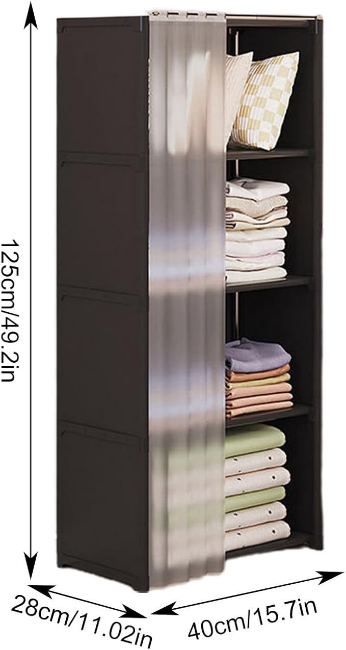 Portable Closet Wardrobe for Small Room, Clothes Storage Rack, Clothes Organizer Cabinet, Dust-Proof Garment Shelf for Home B
