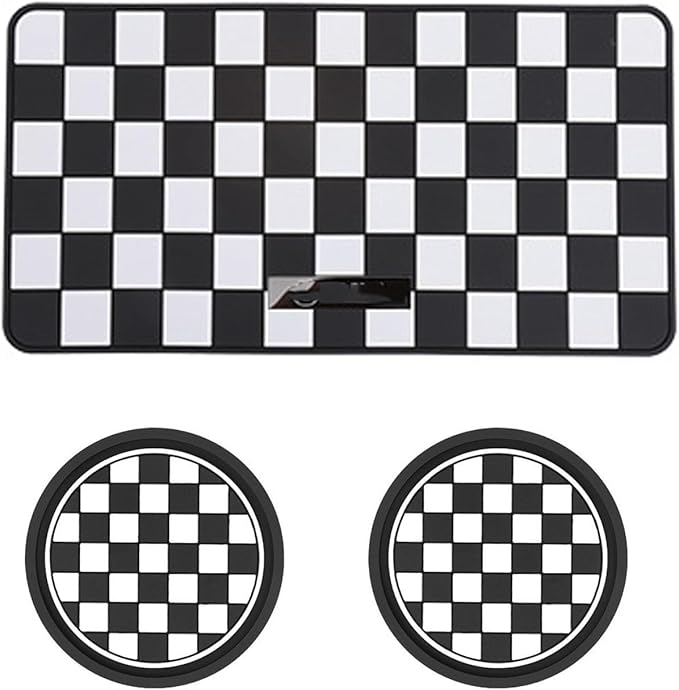 Car Interior Accessories Set – 2PCS Silicone Cup Holder Coasters & 1PCS Anti-Slip Dashboard Pad, Universal Non-Slip Rubber Ma