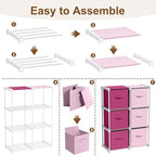 6 Cube Storage Organizer with Shelf Back to School Boxes 11 Inch Toy Storage Bins Closet Organizers Drawers Fabric Dresser fo