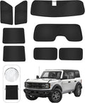 8PCS Window Shades for Ford Bronco(2021-2025) Accessories – Full Coverage Sun Shade for Side Windows, Rear Triangular & Windshield – UV Protection & Privacy for Camping, Napping, Relaxing