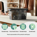 Clear Black Small Plastic Storage Bins with Lids 4 Quart, 6-Pack Stackable Organizer Boxes with Carry Handles, Compact Storag