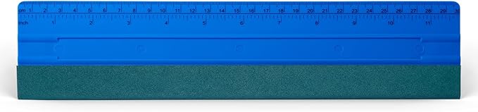 FOSHIO 12 Inch Felt Squeegee for Vinyl wtih Ruler 30CM 4 Round Corners Universal Card, Window Tint Film Installing Hard Blue PP Car Vinyl Wrap Scraper Tool