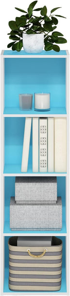 Furinno PASIR Book Shelf, 4-Tier Modern Bookshelf, Open Shelves Bookcase 9 x 12 x 42, Easy Assembly, for Living Room, Bedroom