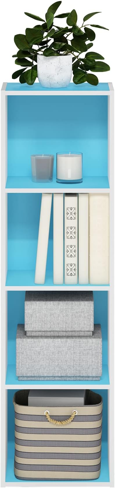 Furinno PASIR Book Shelf, 4-Tier Modern Bookshelf, Open Shelves Bookcase 9 x 12 x 42, Easy Assembly, for Living Room, Bedroom