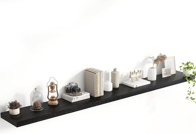72 Inch Floating Shelves, 8 Inch Deep Floating Shelves for Wall, Hanging Shelf with Invisible Brackets, Deep Shelves for Bath