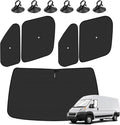 KUST 5-Pack Window Sun Shade for 2014-2025 Dodge RAM ProMaster 1500 2500 3500, Interior Accessories Cargo Van Sunshade Full Coverage Window Shades Silver & Black Shade, Sun Shield Blocks UV Rays Heat