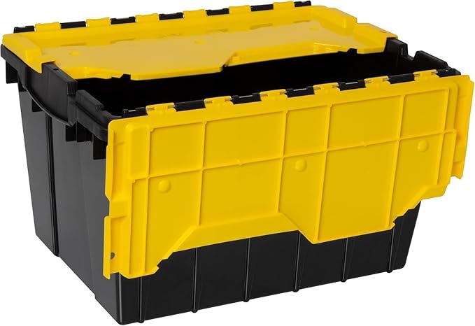 Akro-Mils KeepBox 12 Gallon Storage Container, Nesting and Stackable Plastic Storage Box with Lid Attached, Organizer Tote fo