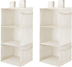 MAX Houser 3-Shelf Hanging Closet Organizers, Collapsible Closet Hanging Shelves for Camper, Nursery Hanging Organizers, Beig