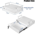 Under Desk Drawer Storage with Lock, 17.3"x11.8"x5.4", Metal Undermount Table Drawer, Ball Bearing Slides Out Tray Organizer 