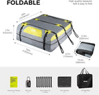 WELKIN Heavy Duty Rooftop Cargo Carrier Bag - 21 Cubic Waterproof Car Roof Bag for All Vehicles with/Without Rack - Includes Anti-Slip Mat, 8 Door Hooks, TSA Lock & Storage Bag - Reinforced Straps