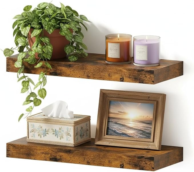 Vivelove Floating Shelves for Wall 16 inchs Long, Display Shelves with Invisible Brackets for Living Room, Bedroom, Kitchen, 