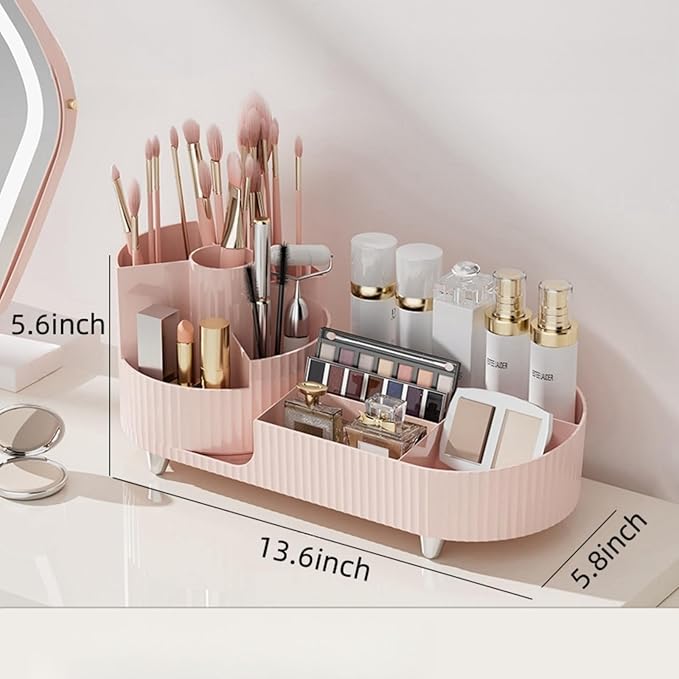Booklov Roating Makeup Caddy Organizer for Vanity, Large Capacity Cosmetic Display Case, Clear Acrylic Countertop Beauty Stor