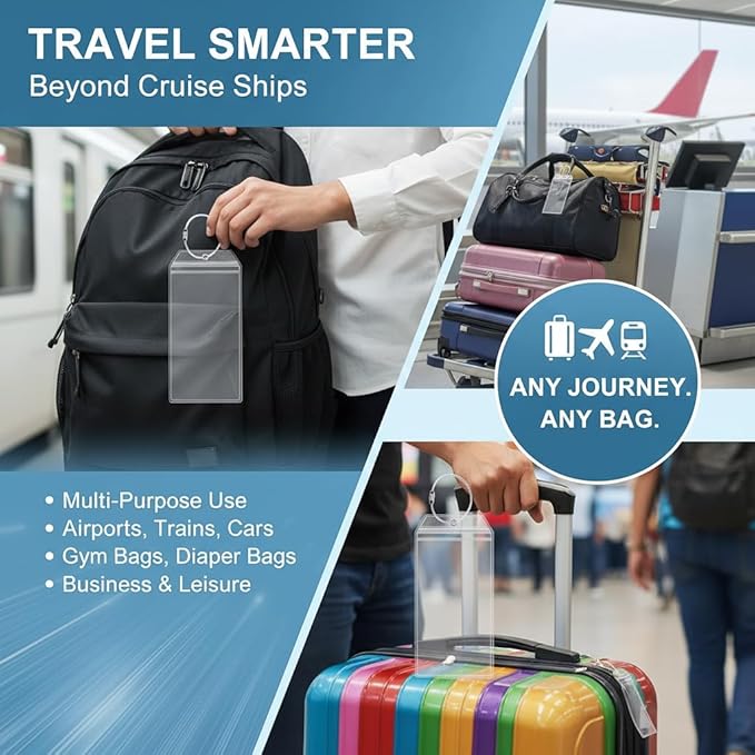 DAYUMKOU 6 Set Cruise Luggage Tags with Detachable Cruise Lanyard for Ship Cards Include Hooks, Luggage Tag Holders for Carni