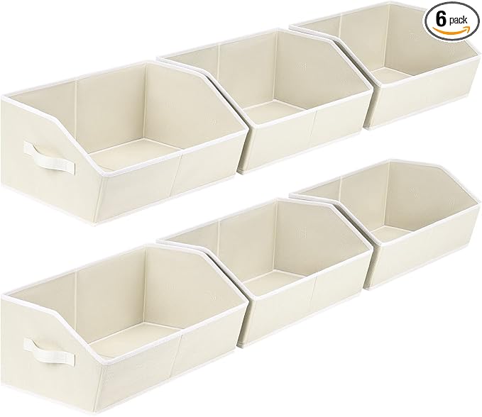 Homsorout Organizer Bins Cube Storage - Trapezoid Storage Bin 6 Pack, Fabric Baskets for Organizing, Large Storage Basket for