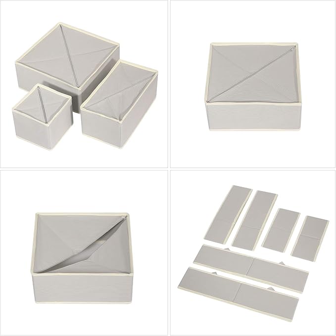 TENABORT 12 Pack Foldable Drawer Organizer Dividers Cloth Storage Box Closet Dresser Organizer Cube Fabric Containers Basket 