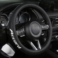 Leather Steering Wheel Cover with a Rubber Inner Ring fit for 14-15 Inch Breathable Lightweight Easy to Install Compatible wi
