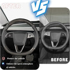 JSWAN Carbon Fiber Steering Wheel Panel Cover Fit for Tesla Refreshed Model 3 Highland Performance (2024+) Model Y Juniper (2025+) Steering Wheel Frame Trim Cover Accessories (Gloss Twill Weave)