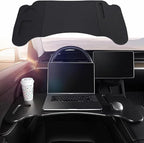 2 in 1 Car Tray for Tesla Model Y, Car Steering Wheel Desk, Car Desk for Car Mount with Pen Holder, Car Food Tray for Eating with Drinks Holder, Multipurpose Travel Car Accessories