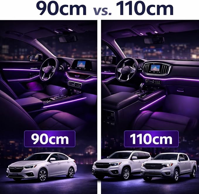 Acrylic Interior Car LED Strip Lights, Dreamcolor 18-in-1 Car Ambient Lighting Kit, with APP Control, 622 LED Fiber Optic Strip Lights for Cars, Supports Neon Sync with Music DIY Mode.