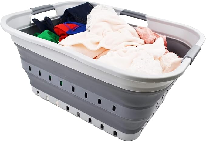 SAMMART 42L (11 gallon) Collapsible Plastic Laundry Basket - Foldable Pop Up Storage Container/Organizer - Portable Basket - 